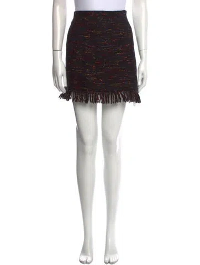 Pre-owned Ganni Wool Mini Skirt In Black