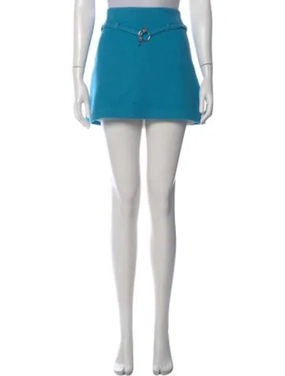 Pre-owned Ganni Wool Mini Skirt In Blue