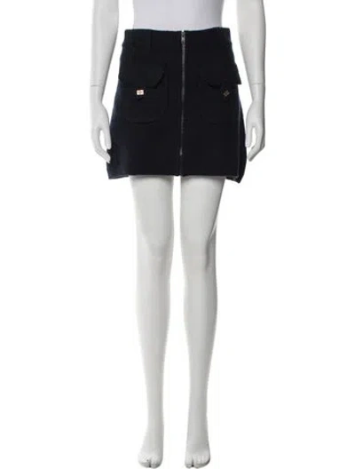 Pre-owned Ganni Wool Mini Skirt In Blue