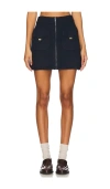 Ganni Navy Boiled Wool Miniskirt In Sky Captain
