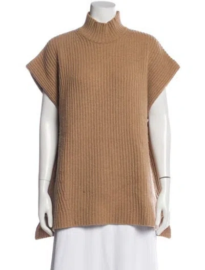 Pre-owned Ganni Wool Mock Neck Sweater In Brown
