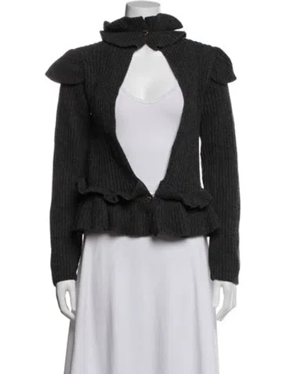 Pre-owned Ganni Wool Mock Neck Sweater In Gray