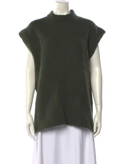 Pre-owned Ganni Wool Mock Neck Sweater In Green