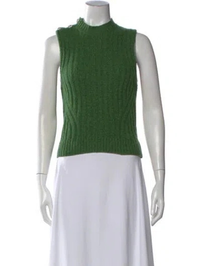 Pre-owned Ganni Wool Mock Neck Sweater In Green
