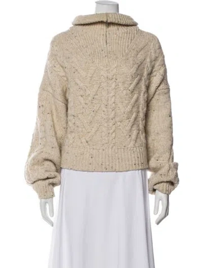 Pre-owned Ganni Wool Mock Neck Sweater In Neutral