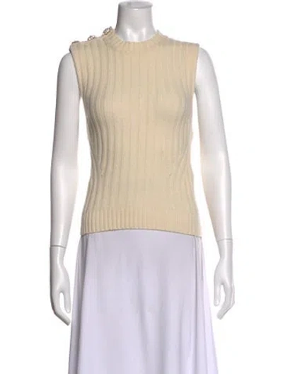 Pre-owned Ganni Wool Mock Neck Sweater In Neutral