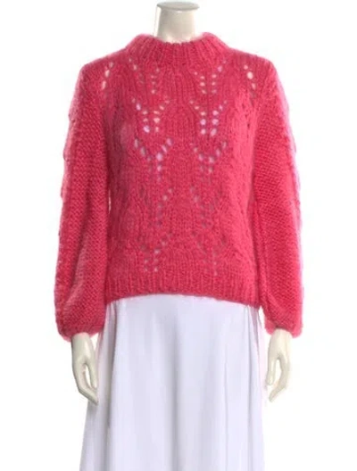 Pre-owned Ganni Wool Mock Neck Sweater In Pink