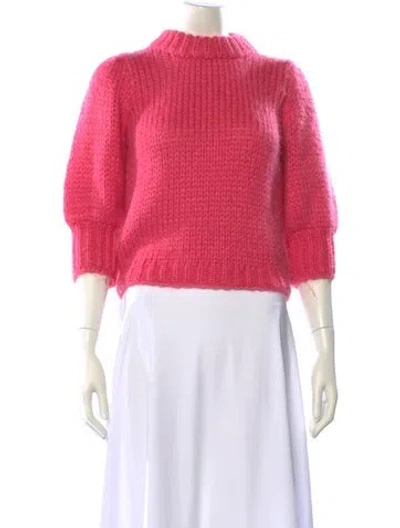 Pre-owned Ganni Wool Mock Neck Sweater In Pink