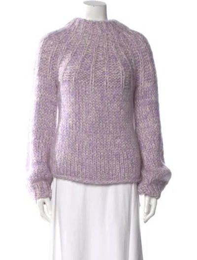 Pre-owned Ganni Wool Mock Neck Sweater In Purple