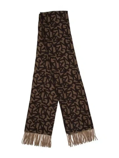 Pre-owned Ganni Wool Paisley Print Scarf In Brown