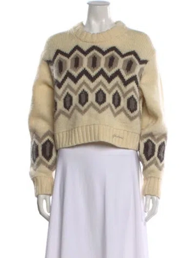 Pre-owned Ganni Wool Patterned Sweater In Neutral