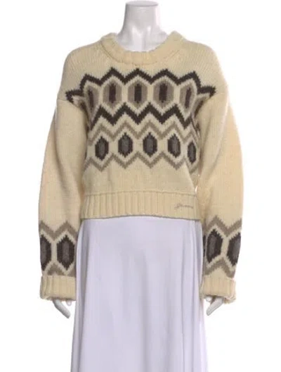 Pre-owned Ganni Wool Patterned Sweater In Neutral