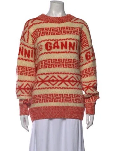 Pre-owned Ganni Wool Patterned Sweater In Neutrals