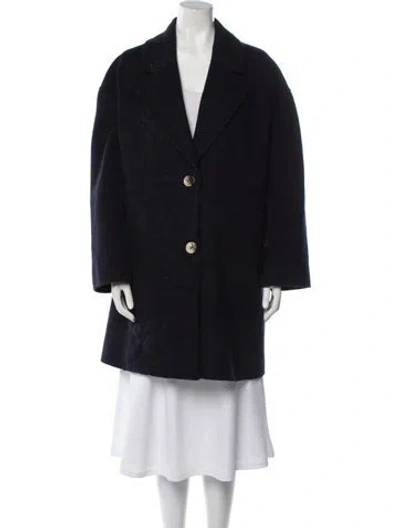 Pre-owned Ganni Wool Peacoat In Black