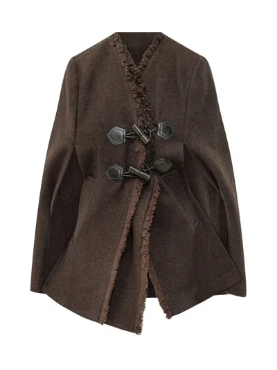 Ganni Wool Peacoat Blanket Coat In Demitasse
