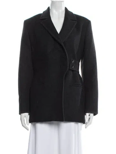 Pre-owned Ganni Wool Peacoat In Gray