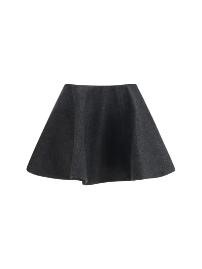 Ganni Wool Peacoat Skirt In Gray
