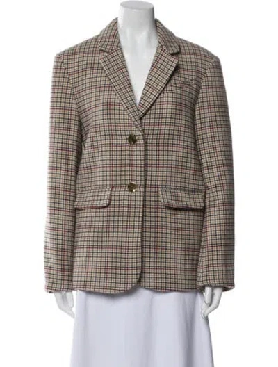 Pre-owned Ganni Wool Plaid Print Blazer In Multi