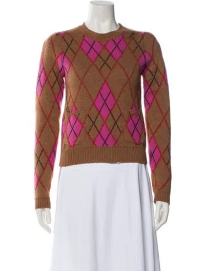 Pre-owned Ganni Wool Plaid Print Sweater In Multi