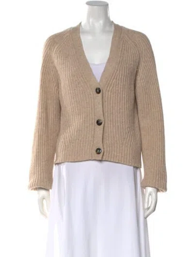 Pre-owned Ganni Wool Plunge Neckline Sweater In Neutrals