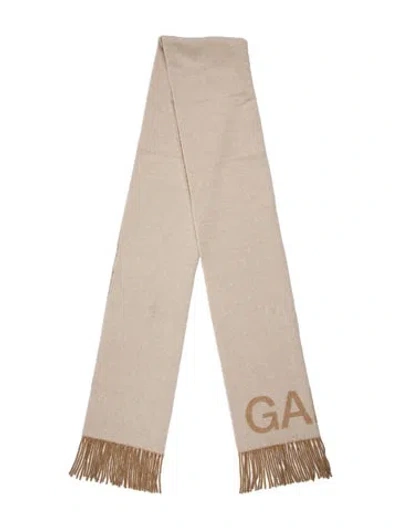 Pre-owned Ganni Wool Printed Scarf In Neutral