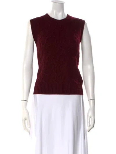 Pre-owned Ganni Wool Printed Sweater In Burgundy