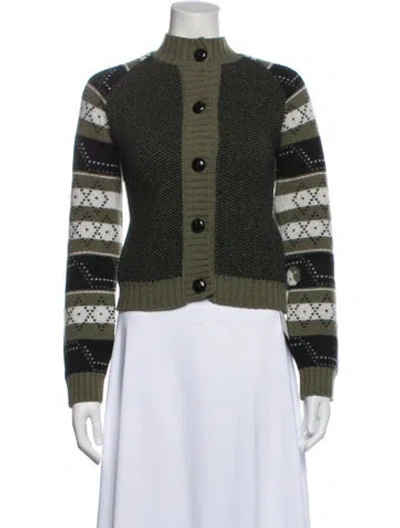Pre-owned Ganni Wool Printed Sweater In Green