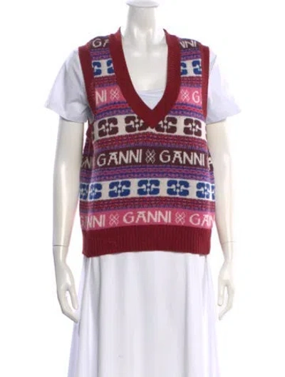 Pre-owned Ganni Wool Printed Sweater In Multi