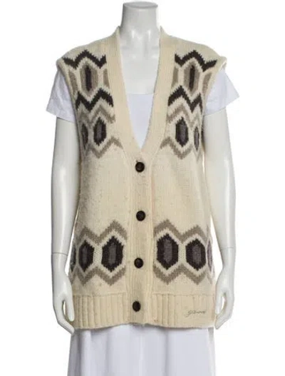 Pre-owned Ganni Wool Printed Sweater In Neutral