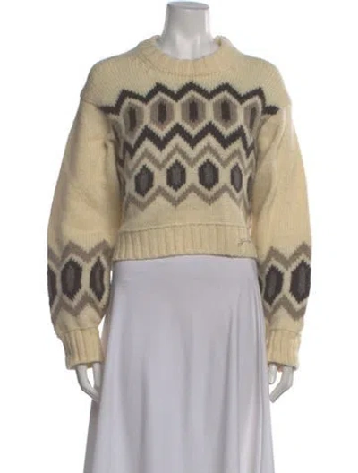 Pre-owned Ganni Wool Printed Sweater In Neutral