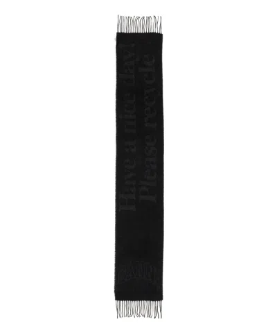 Ganni Wool Scarf In Grey