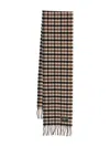 Ganni Checked Pattern Wool Scarf With Frayed Edges In Brown