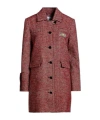 Ganni Wool Single-breasted Coat In Red