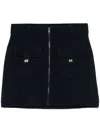 Ganni Navy Boiled Wool Miniskirt In Blue