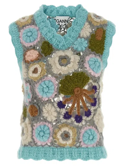 Ganni Wool Sleeveless Women's Jacket In Multi