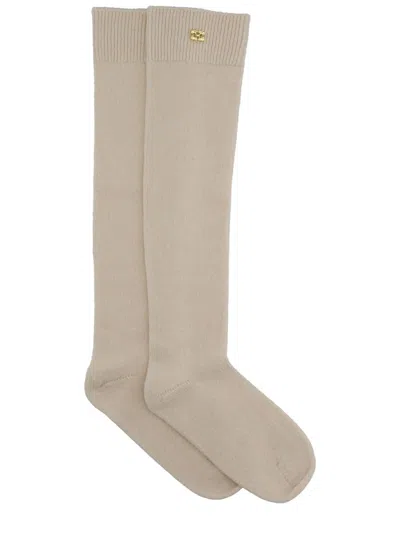 Ganni Wool Socks In Neutral