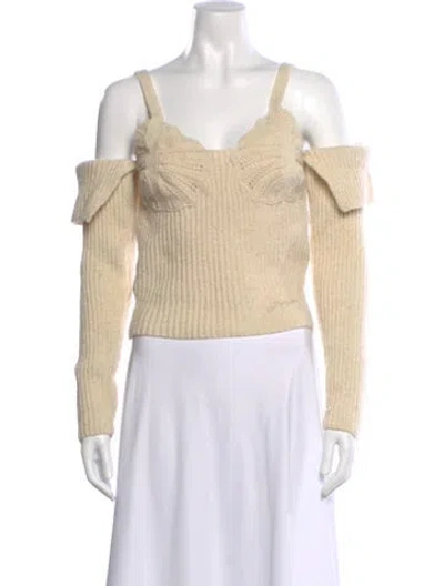 Pre-owned Ganni Wool Square Neckline Sweater In Neutral
