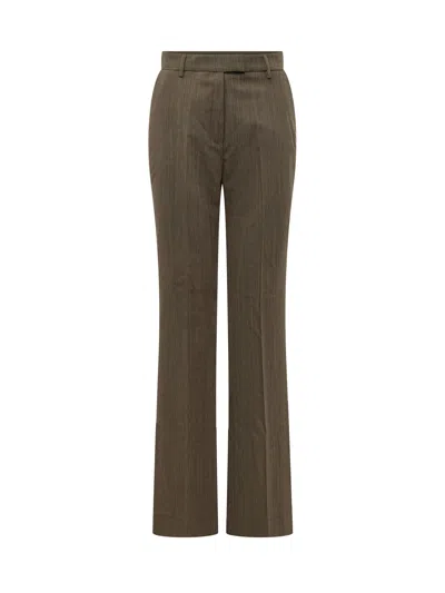 Ganni Wool Straight Paint Pants In Brown