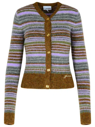 GANNI GANNI WOOL STRIPED CARDIGAN
