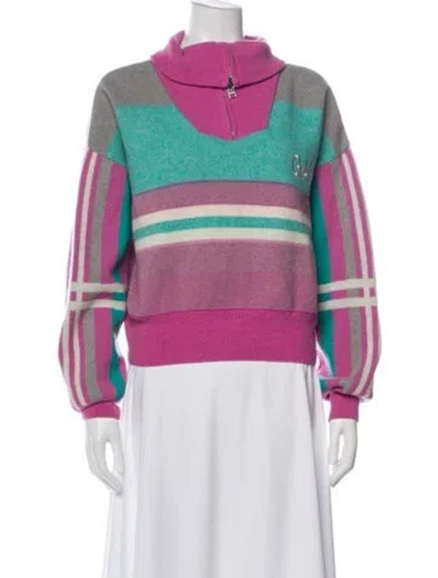 Pre-owned Ganni Wool Striped Jacket In Pink