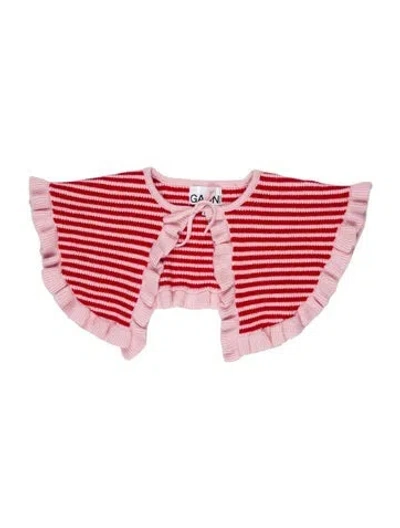 Pre-owned Ganni Wool Striped Scarf In Pink