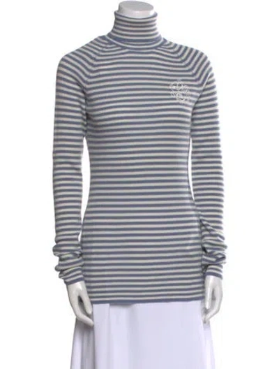 Pre-owned Ganni Wool Striped Sweater In Blue
