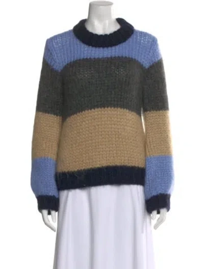 Pre-owned Ganni Wool Striped Sweater In Blue