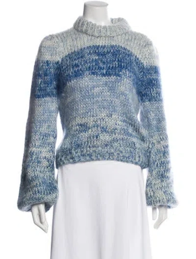 Pre-owned Ganni Wool Striped Sweater In Blue