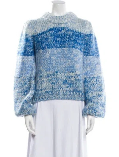 Pre-owned Ganni Wool Striped Sweater In Blue