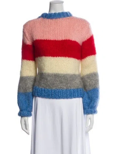 Pre-owned Ganni Wool Striped Sweater In Blue
