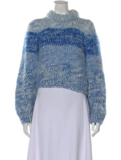 Pre-owned Ganni Wool Striped Sweater In Blue