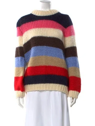 Pre-owned Ganni Wool Striped Sweater In Blue