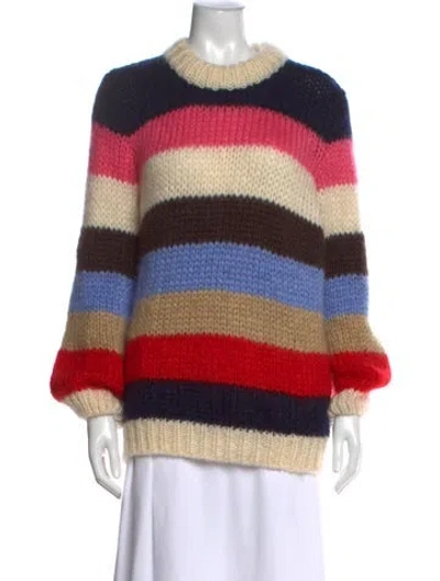 Pre-owned Ganni Wool Striped Sweater In Blue