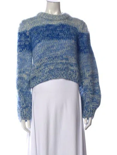 Pre-owned Ganni Wool Striped Sweater In Blue